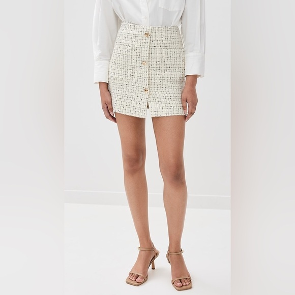 ANINE BING NWT Mateo Tweed Ivory Mini Skirt - Picture 2 of 11